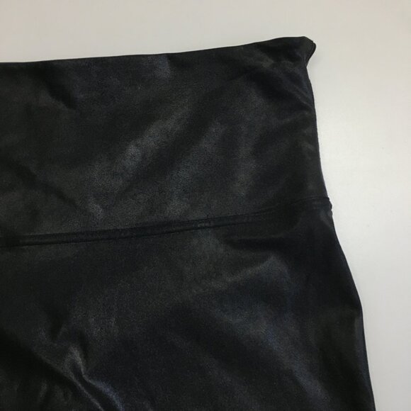 SPANX Black Textured Coated Shaping Slimming Pull On Cropped/Ankle Leggings - Picture 5 of 13